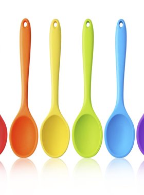 硅胶FDA密勺密更 小号迷你 硅胶柔软搅拌勺一体汤勺沙拉勺儿童匙