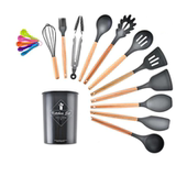 家用厨房锅铲煎铲饭勺耐高温厨具硅胶漏铲打蛋器炒菜烹饪木柄工具