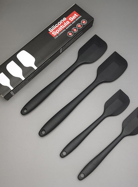 出口牛货！硅胶刮刀4件套 黑色蛋糕奶油抹铲刀面糊搅拌刀烘焙工具