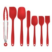 出口烘焙食品级刮刀7件硅胶一体式 蛋糕红色油刷抹刀刮铲