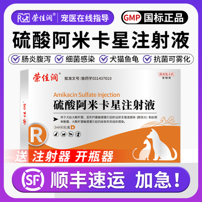荣佳润阿米卡星注射液兽用阿米卡星针鱼乌龟宠物犬猫消炎肺炎肠炎