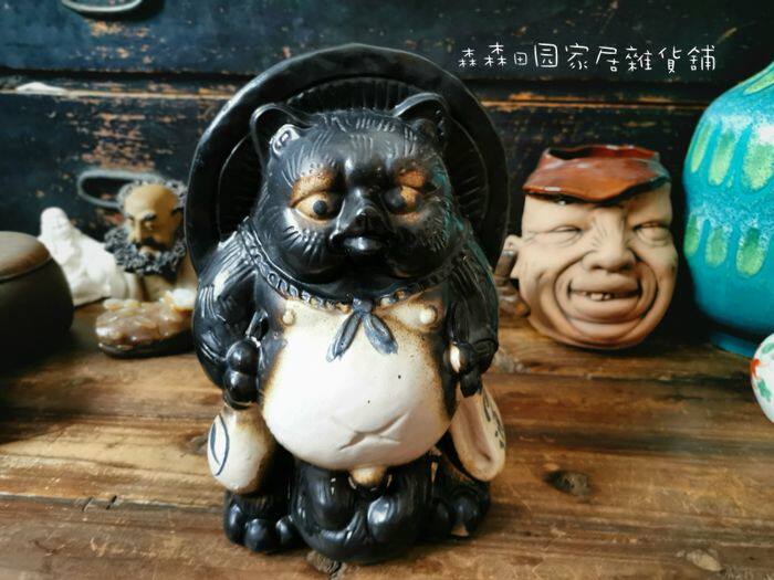 日产陶瓷狸猫雨插花器花瓶信乐烧
