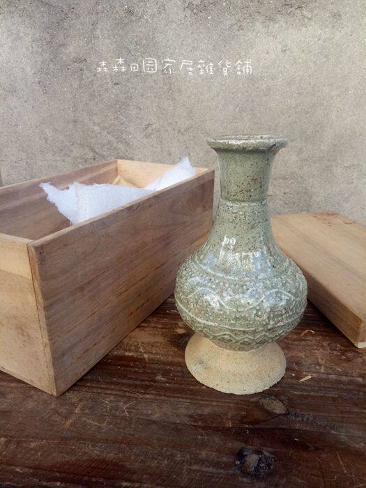粗陶冰裂花器仿古高丽瓷日本回流花瓶中式昭和日式家居装饰品摆件