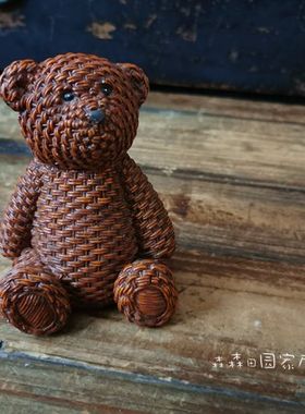 小熊美式乡村风复古做旧家居装饰