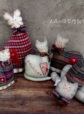法国布艺手绘可爱风小动物摆件