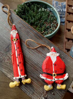 复古做旧木雕小丑儿童房装饰品