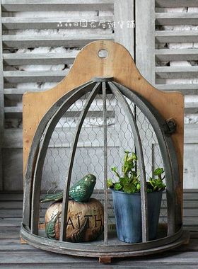 装饰品鸟笼复古做旧爬藤园艺杂货