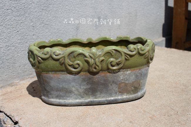 欧式粗陶雕花浮雕多肉植物花盆花器椭圆长条盆