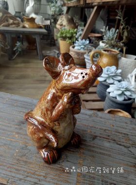 陶瓷十二生肖老鼠红色风水工艺品