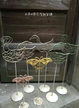 铁艺复古做旧小动物蝴蝶创意装饰