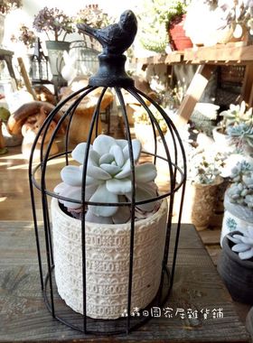 美式乡村风复古做旧鸟笼家居装饰
