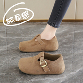 女2026秋款 一脚蹬豆豆鞋 博肯鞋 春秋厚底全包勃肯鞋 34码 0128n