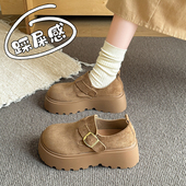 小个子乐福鞋 春秋厚底勃肯鞋 女2026秋冬款 丑萌一脚蹬单0128n