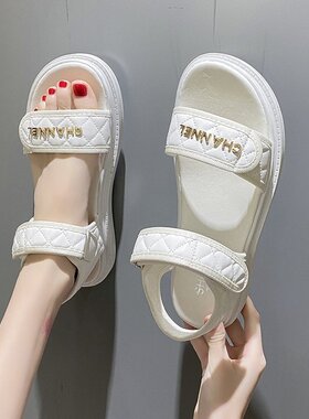 22年新款凉3鞋罗女宽脚胖妹妹0不累脚魔术ZAH贴平底外穿凉鞋马孕