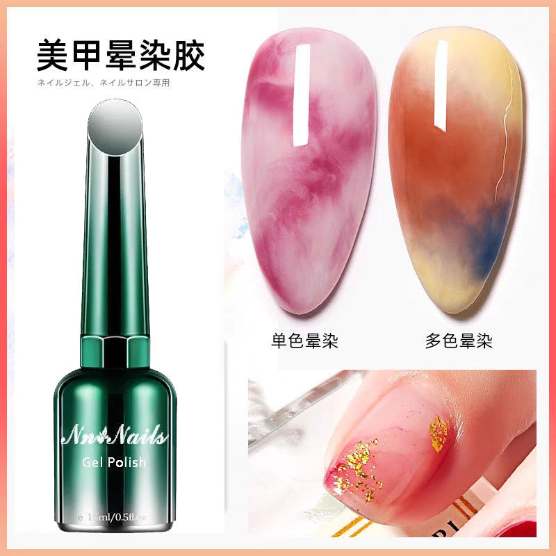 网红透明晕染胶2025新款水墨琥珀大理石纹晕染渐变美甲专用甲油胶