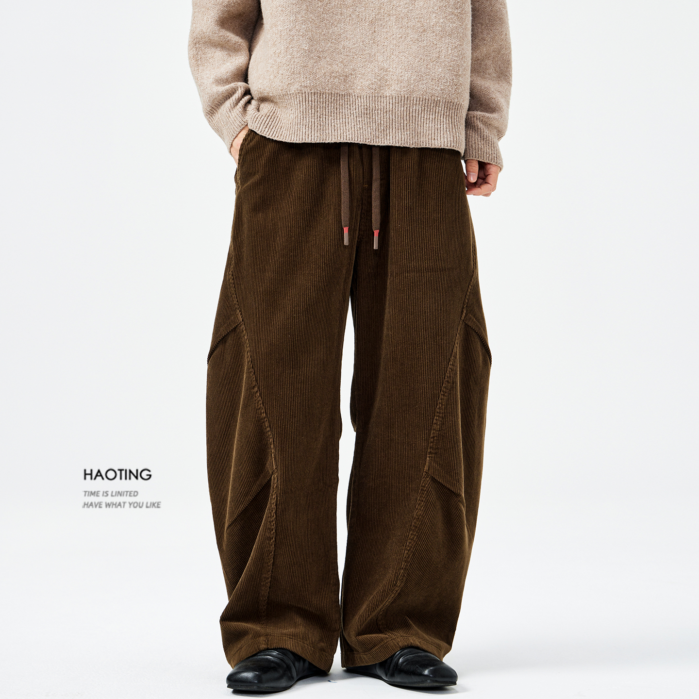 豪霆美式直条灯芯绒弯刀裤休闲裤