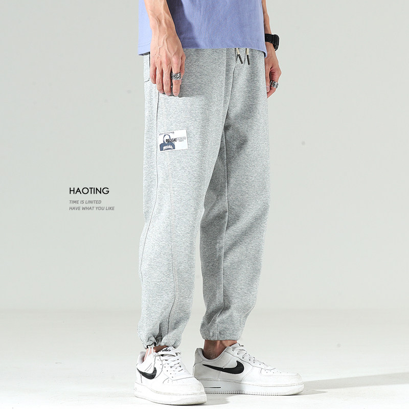 春秋新款束脚裤男宽松直筒运动裤日系百搭卫裤潮牌ins收口九分裤