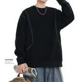 秋冬宽松百搭休闲高级感T恤长袖 豪霆 400克圆领套头卫衣男士 上衣