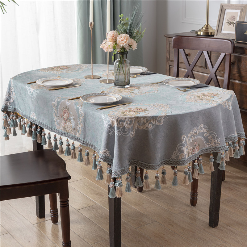 欧式椭圆形桌布台布餐桌垫布艺茶几垫长方形家用客厅轻奢风折叠桌,居家布艺,桌布,淘宝优惠券,粉丝福利购,淘宝优惠卷