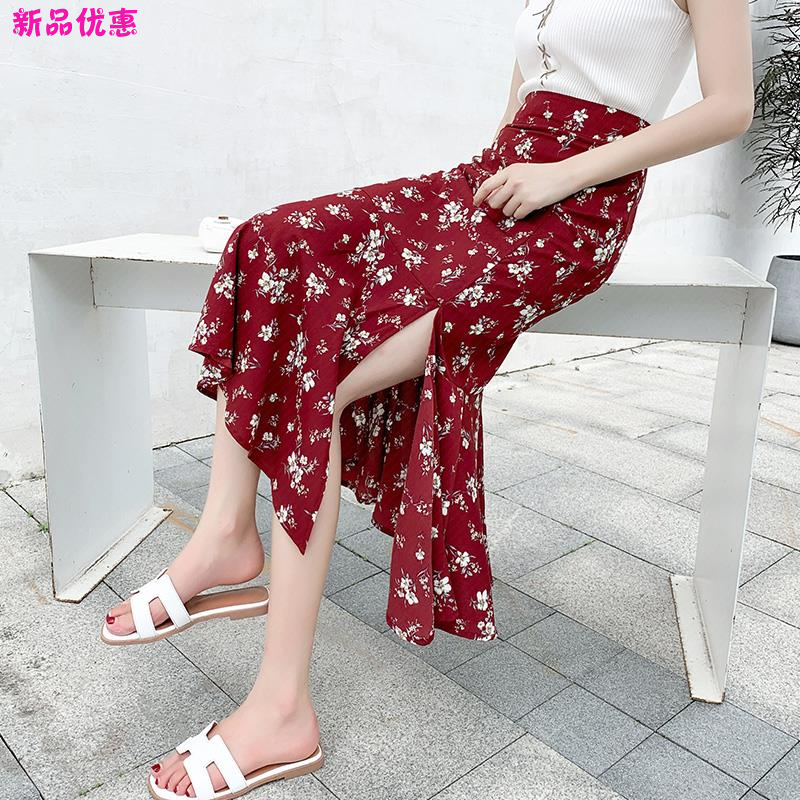 印花鱼尾裙女2019夏季新款高腰显瘦开叉中长款半身裙A字裙包臀裙|msdalam kategori Butik wanita / wanita, skirt - dari Buy2taobao.com untuk memberikan perkhidmatan ejen Taobao profesional membeli