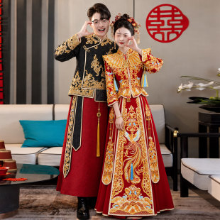 披肩秀禾服大码胖MM新娘结婚嫁衣中式婚礼龙凤褂高级出阁褂皇显瘦