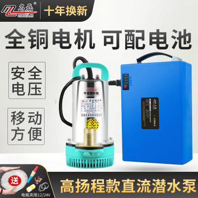 名磊12V水泵24V48V60V直流潜水泵充电电瓶车抽水机小型农用抽水泵