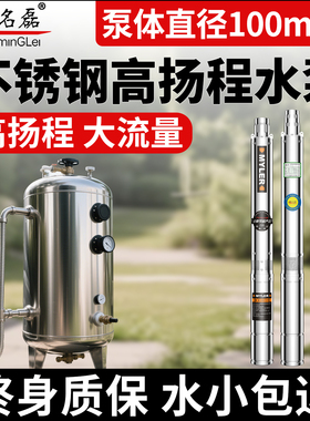 不锈钢高扬程水泵潜水泵220v大流量深水井专用抽水泵深井泵深水泵