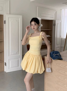 女士收腰花苞蓬蓬短裙小个子夏装