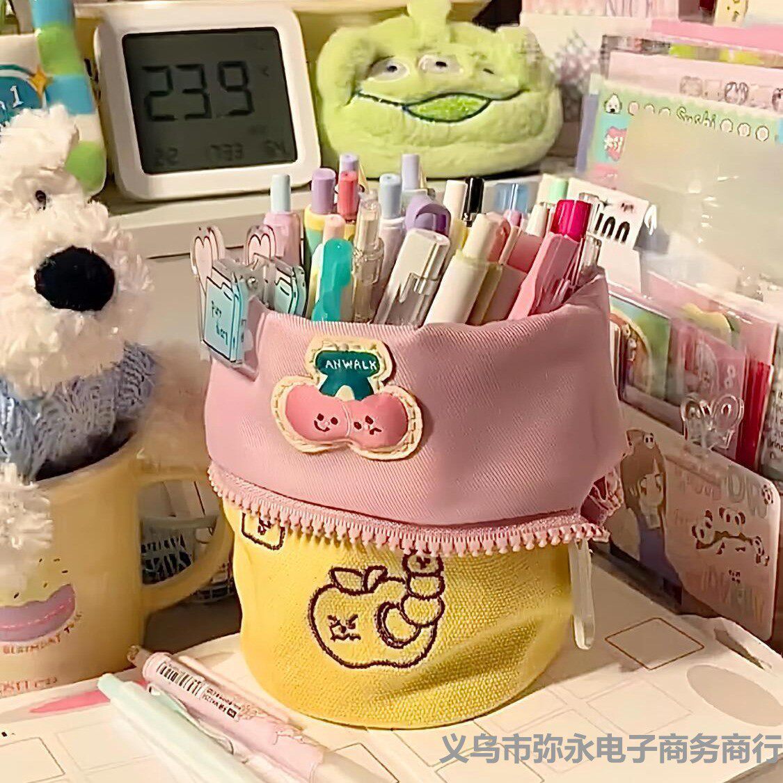 小红书创意竖翻折叠笔袋ins韩版高颜值学生文具袋大容量收纳笔筒