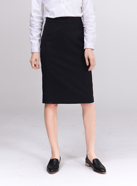 基本主义 高支精纺羊毛 秋冬中长款半身裙高腰一步裙女D181050-A