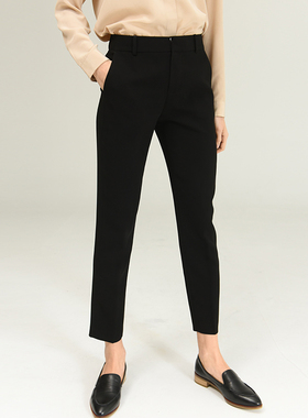 基本主义 日本三醋酸新款黑色烟管裤女高腰质感高级感西裤K173026