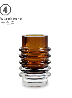 现代轻奢棕色琉璃花瓶售楼处洽谈桌居家茶几客厅台面软装插花摆件