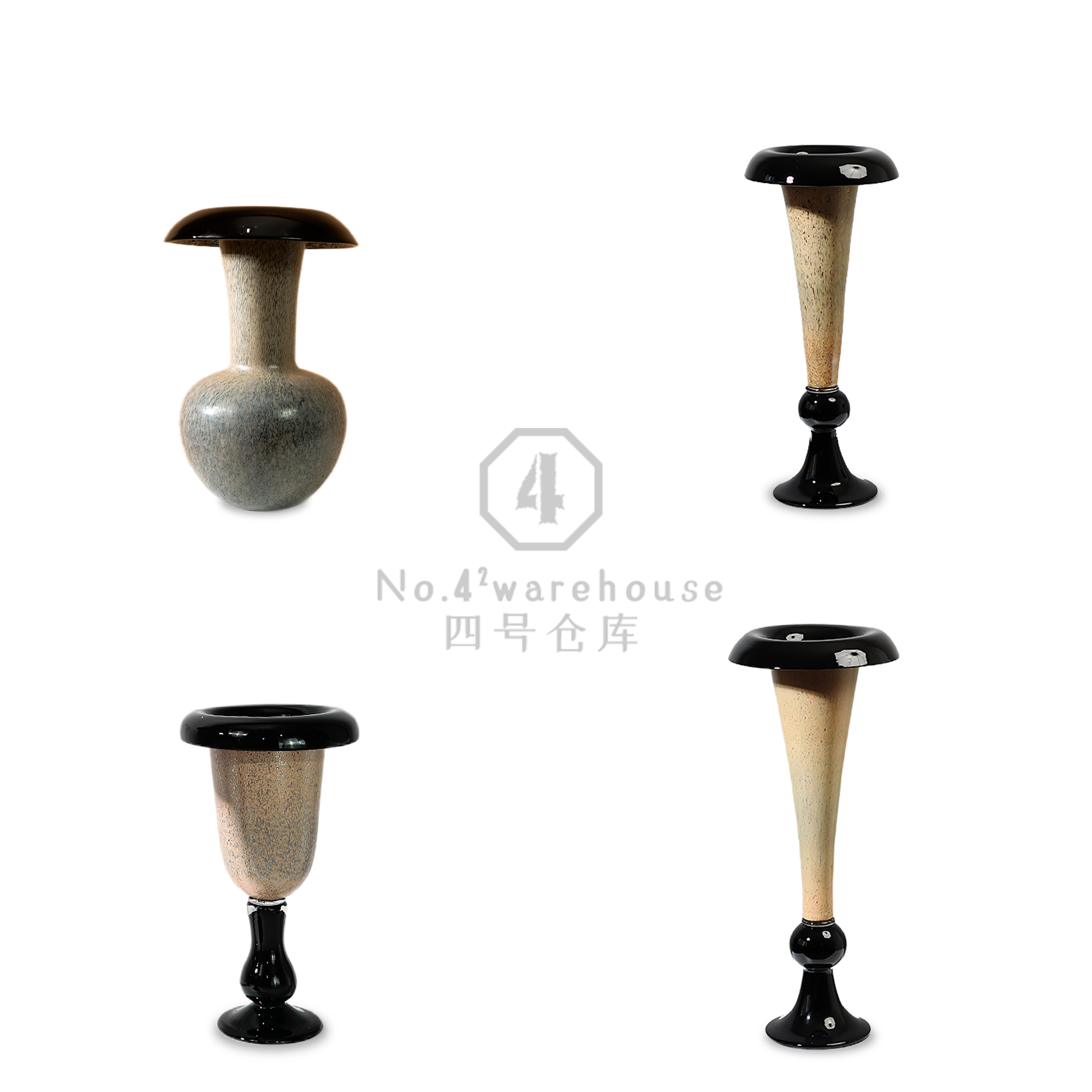 中古风高级感蘑菇头艺术手工琉璃花瓶器民宿酒店玄关展架软装摆件