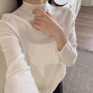 欧货 上衣女欧洲站2025秋冬新款 纯色百搭立领长袖 打底羊毛针织衫