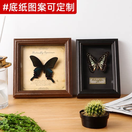 绿带翠凤蝴蝶昆虫标本相框摆台手工diy立体中空保存展示画框挂墙
