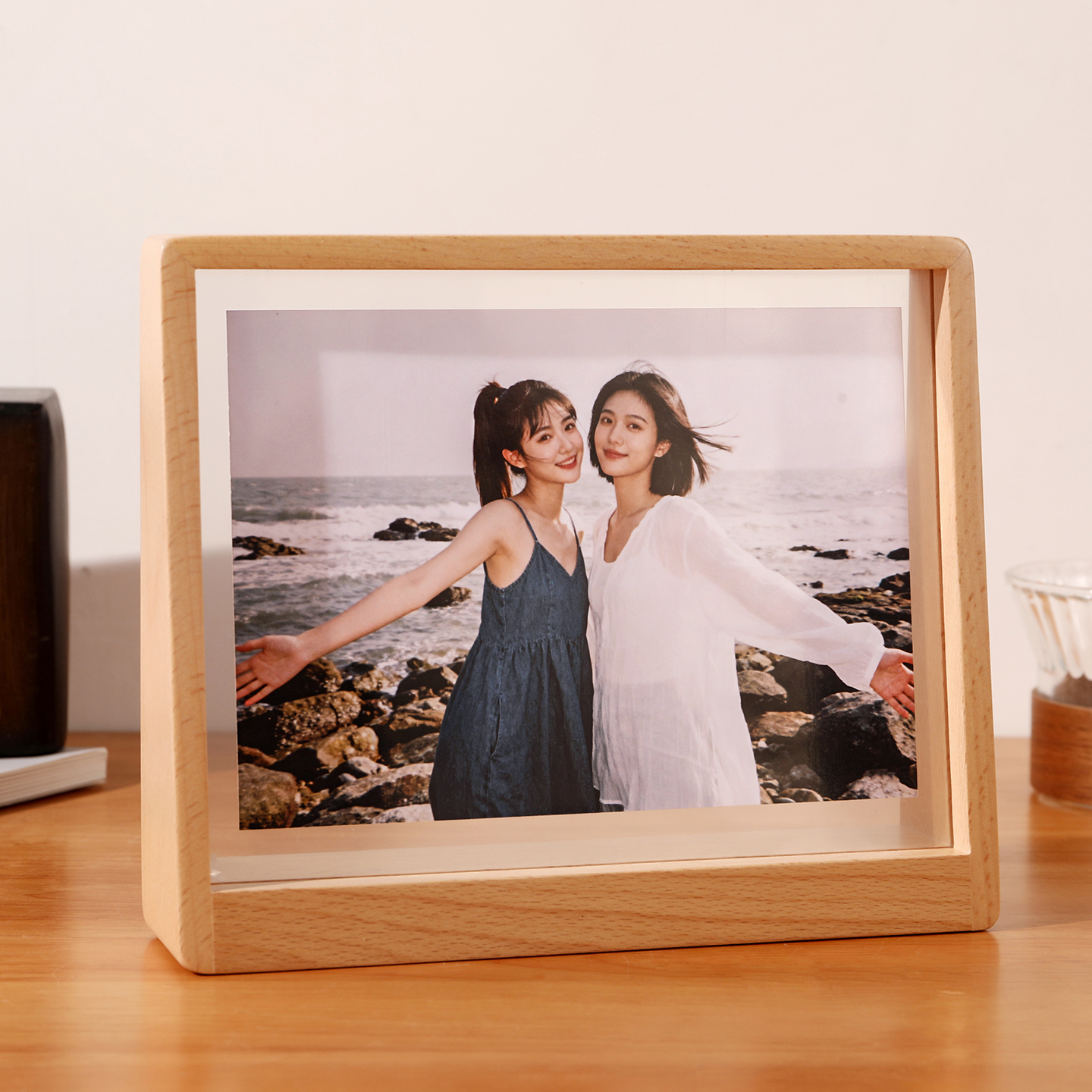 榉木相框摆台复古胡桃梯形678寸洗照片实木装裱画框刻字LOGO摆件