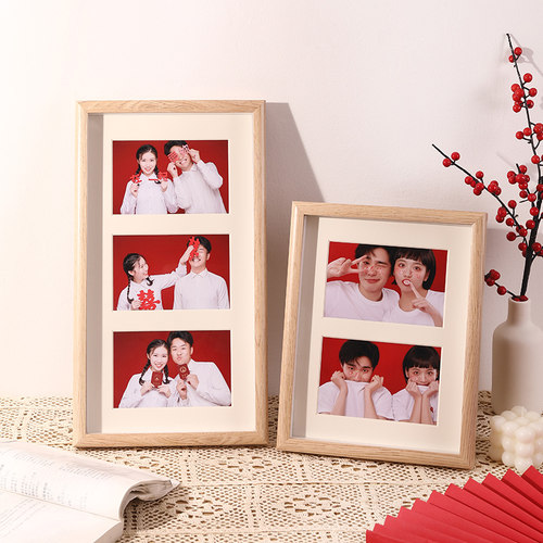 结婚证件照相框登记三联摆台6寸洗照片婚纱照海马体情侣纪念礼物