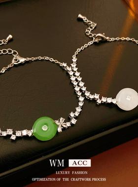 新中式锆石圆形玉髓手链轻奢高级感百搭手环时尚复古个性百搭手饰