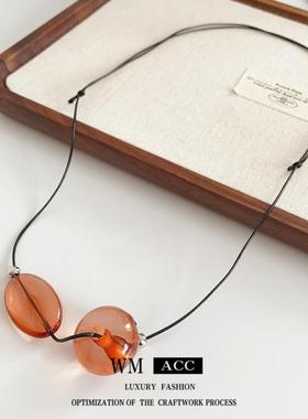 复古美拉德几何吊坠项链