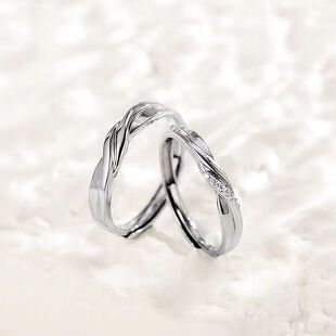 长相守情侣戒指i时尚轻奢小众ins2023新款简约百搭情侣对戒可调节