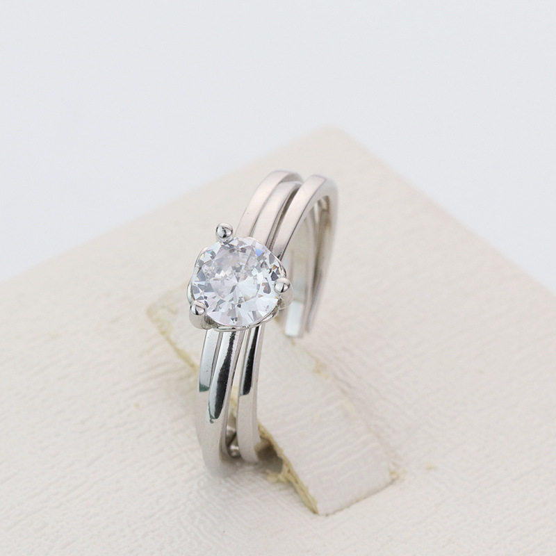 s925纯银二合一心形莫桑钻戒指女韩版小众轻奢风气质求婚克拉钻戒