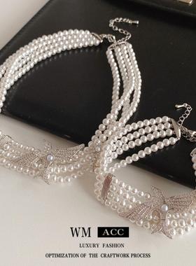 锆石星星老鹰珍珠项链女套装