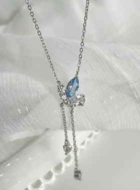 蝶之舞流苏项链女轻奢小众设计高级感毛衣链2023新款蝴蝶锁骨颈链