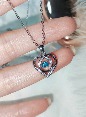 浪漫之心项链时尚轻奢高级感海洋之心项链手链耳钉套装七夕礼物