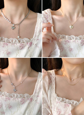 锆石爱心项链高级感个性百搭锁骨链时尚轻奢小众网红同款项饰