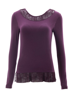 黛安芬圆领秋衣蕾丝女士保暖内衣H000038免穿文胸