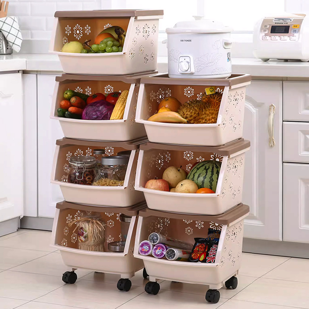 落地式带盖多层蔬菜万向轮置物架