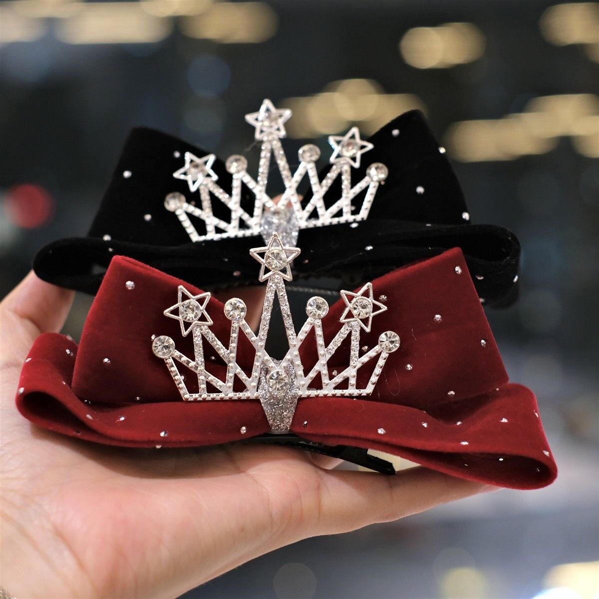 韩版女童发卡立体顶夹皇冠复古蝴蝶结表演发饰儿童发夹宝宝头饰