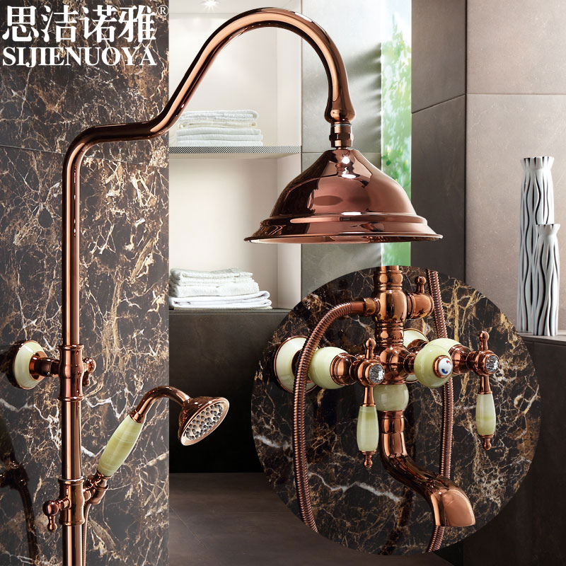 思洁诺雅美式全铜天然玉石玫瑰金色淋浴器花洒套装复古冷热水龙头|ruв категории награду материалов, туалетные принадлежности, кран в ванной, душ (костюмы) кран - от Buy2taobao.com для оказания профессиональной услуги покупки агента Taobao