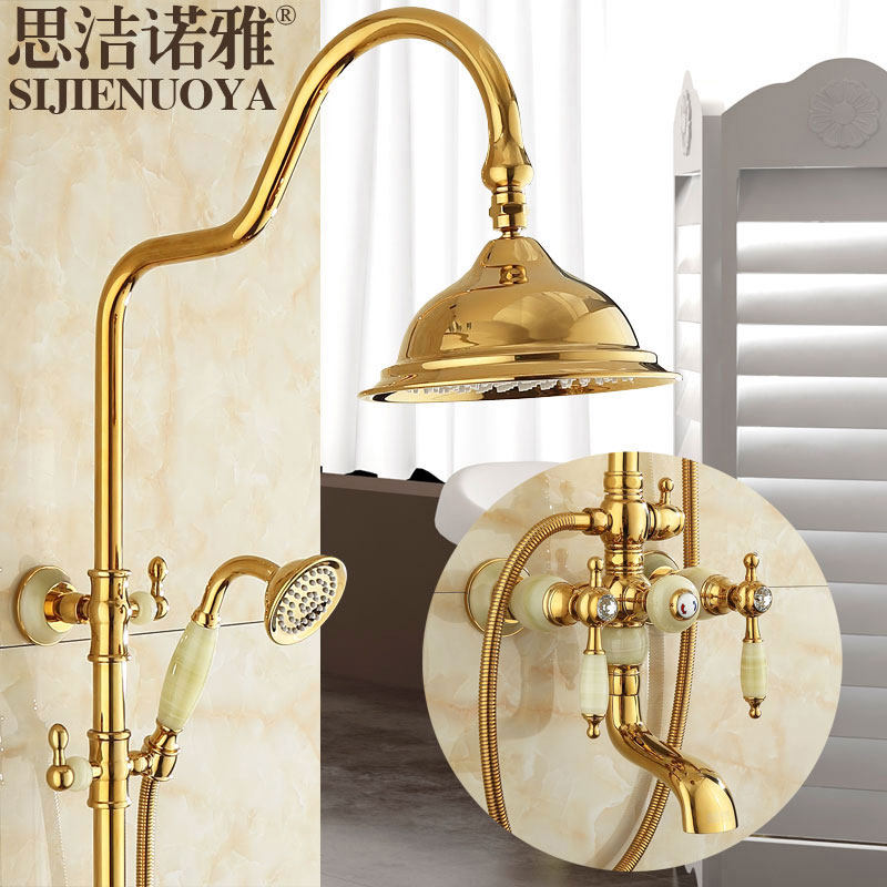 思洁诺雅欧式天然玉石淋浴器冷热花洒套装金色家用恒温全铜水龙头|ruв категории награду материалов, туалетные принадлежности, кран в ванной, душ (костюмы) кран - от Buy2taobao.com для оказания профессиональной услуги покупки агента Taobao